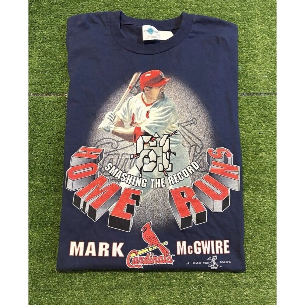 Vintage St. Louis Cardinals shirt mens XL blue mark mcgwire deadstock homerun 14